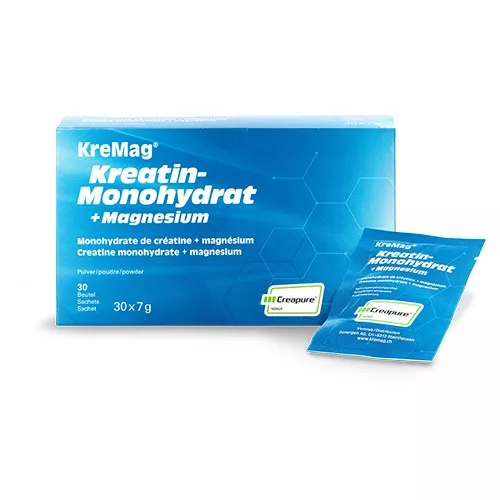 Kreatin-Monohydrat (Creapure®) mit Magnesium Packung à 30 Beutel für eine Anwendung von 1 Monat Kreatin-Monohydrat (Creapure®) mit Magnesium Packung à 30 Beutel für eine Anwendung von 1 Monat